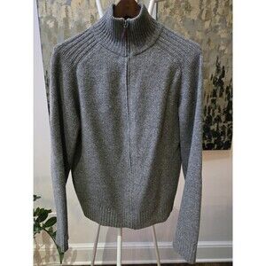 J Crew Men's 100% Lambs Wool Gray Full Zip Cardigan Sweater Ribbed Sz M